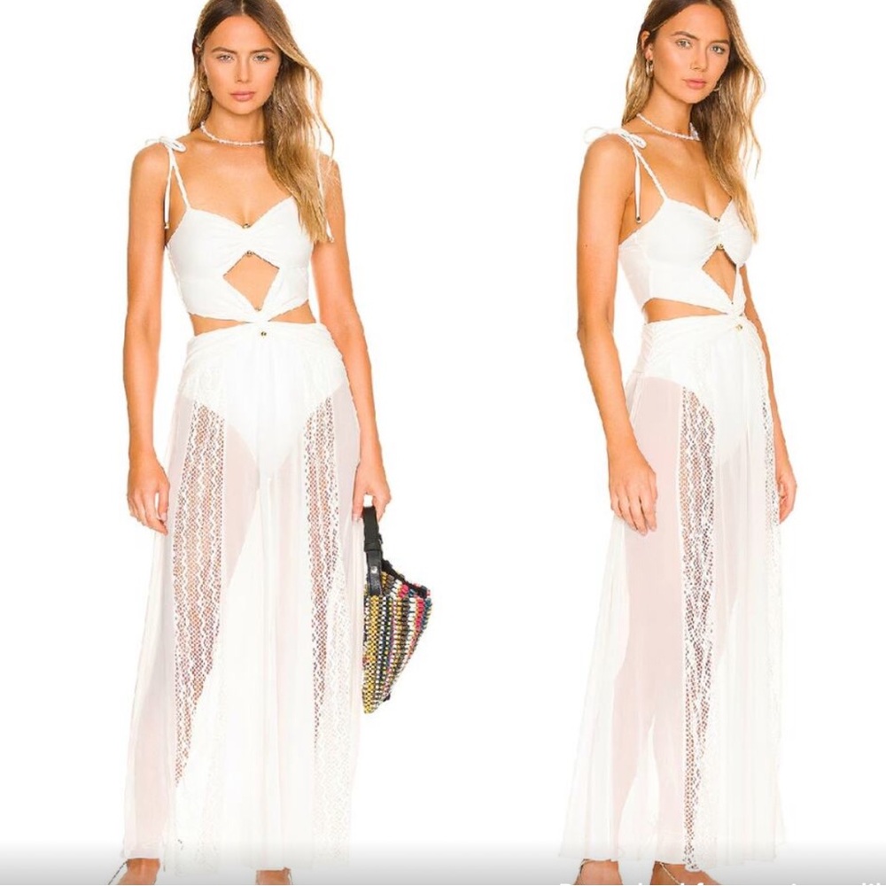 PatBo Beach Cut Out White Maxi Dress Revolve size large